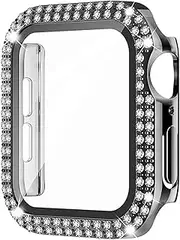 Compatible for Apple Watch Case 44mm 40mm 42mm 38mm Tempered Glass Bumper Diamond Bling Cover Accessories Screen Protector Protective Case for iWatch Series 6 SE 5 4 3 2 1