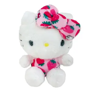 小禮堂 Hello Kitty 迷你沙包玩偶 絨毛玩偶 絨毛娃娃 小玩偶 布偶 (粉色草莓)