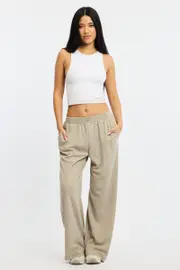 Grey Abstract Wide Leg Pants Elasticated Waist - Size 16XL, Women's Wide Leg Pants