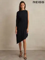 Reiss Navy/Black Elia Asymmetric Draped Jersey Dress (F57266) | $380
