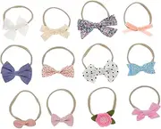 [Hoement] 12pcs Bow Headband Hair Bow Elastic Kid Hair Ties Girl Headbands with Bows Bows and Headbands Head Bands Hair Ties Hair Accessories Kid Suit Cotton