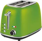 Vintage 2 Slice Toaster – Lime Green Stainless Steel, 825W – Extra Wide Slots, 6 Browning Levels, Defrost & Reheat, High-Lift Lever