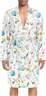 [ZZXXB] Chemistry Physical Science Mens Sleepwear Robe Lightweight Nightgown Long Sleeves Spa Bathrobe with Pockets M-XL