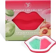Cyn Care Lip Care Kit with Apple Lip Scrub Exfoliator and Peach Lip Balm Moisturizer – Intense Hydration Lip Set for Dry, Chapped, Cracked Lips