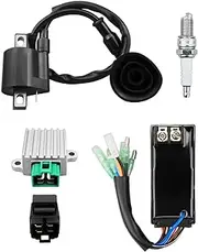 CDI Box Ignition Coil Kit Fits for Polaris Sportsman 90 Predator Scrambler 50 90 ATV, with Voltage Regulator Rectifier&Spark Plug&Starter Relay Solenoid