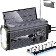 Emergency Crank Weather AM/FM Radio with 2 Solar Panels 4 Charging Modes NOAA Weather Scan 3 Modes Flashlight Cell Phone Charger SOS Alarms for Home Outdoor