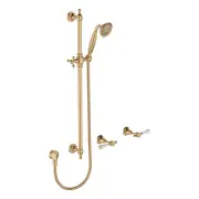 Lillian Lever Rail Shower Set, Urban Brass with Ceramic White Handle