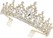 NOLITOY Wedding Headdress Wedding Dress Accessories Bride Crown Fashion Headwear Crown for Bride Golden