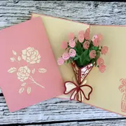 Pink Rose Bouquet 3D Pop Up Greeting Card