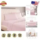 Luxurious 100% Egyptian Cotton Split King Sheets - 600 TC, Soft Blush, 5 PC Set