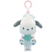 New Sanrio Pochacco Blue Heart White Plush Mascot Key Bag Clip Holder Charm