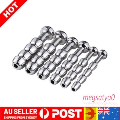 New Male Tube Urethral Stretching Dilator Hollow Plug Stainless Dilator 7 Sizes