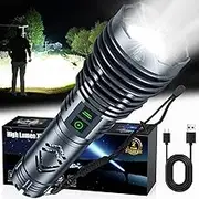 Rechargeable Flashlights 1500000 High Lumens,Super Bright LED Flashlight,Tactical Powerful Waterproof Handheld Flashlights with Zoomable 6 Modes,Output Funtion & 24H Long Life for Emergencies Camping