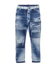 Broken and water-washed jeans IT42 navy blue