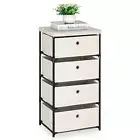 4 Drawer Fabric Storage Chest White Organizer for Closet, Bedroom Dorm