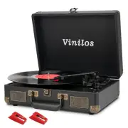 Portable Retro Bluetooth Vinyl Record Player with Hi-Fi Sound, USB Recording,...