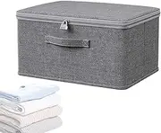 Lockable Storage Bin, Clothes and Toys Organizer Box with Lid, Stackable Protective Utility Container, Multi-Purpose for Jeans, Sweaters, Pantry Storage, Gray, Small/Extra Large