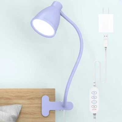 BOHON Desk Lamp with Clamp, 10W 38 LED Clip on Light, 3 Color 10 Lilac Purple