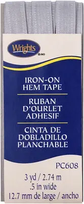 Wrights Iron-On Hem Tape 1/2"X3yd Silver