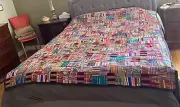 Vintage Hand Made Hundreds Patches Artwork Latin America Quilt Full/Queen Cover