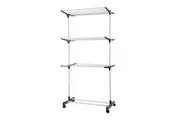 Boxsweden 80x60x165cm 3 Tier Clothes Dryer Rack Airer Horse w Wheels 21 Rails
