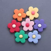 20 Mixed Color Flatback Resin 5-Petal Flower Cabochons 25mm Flatback Charms
