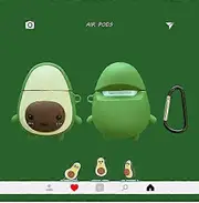 Avocado Case for Apple AirPods 1 2 with Keychain Clip Hook Green Fruit Shaped 3D Cartoon Shockproof Fresh Bright Summer Special Unique Chic Fun Cute L