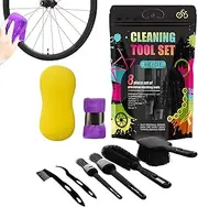 Cycling Chain Cleaning Brush Set - Mountain Bike Cleaning Kit | 8 Piece Mountain Bike Tire Chain Brush Cleaner | Ergonomic Bicycles Dirt Removal Set for Professionals Enthusiasts Beginners