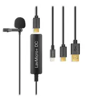 LAVMICRO+ DC DIGITAL LAVALIER MICROPHONE WITH LIGHTNING, USB-C & USB-A OUTPUT FOR IPHONE, IPAD, ANDROID DEVICES & COMPUTERS WITH HEADPHONE OUT & LEVEL CONTROL
