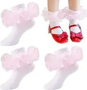 [Santgoo] Baby Girls Socks Toddler Ruffle Socks Infant Princess Dress Socks For Newborn baby