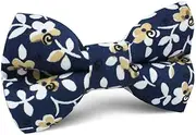 [OTAA] Yukata Navy Blue Floral Kids Bow Tie Navy Blue 100% Cotton Yukata Navy Blue Floral Kids Bow Tie