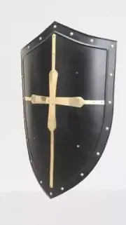 Medieval Knight Blackened Shield Battle Warrior Templar Crusader Heater Shield
