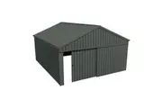 Stratco Domestic Gable Roof Shed Double Garage 5.45 x 6.21 x 2.4m Double Gable End Slidi Slate Grey