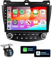 Podofo Car Radio Stereo for Honda Accord 7th 2003 2004 2005 2006 2007 with Wireless Carplay Android Auto, 10.1inch Touch Screen Android Bluetooth Radio with GPS Navigation WiFi HiFi AHD Backup Camera