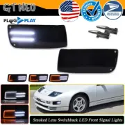 2X Smoke Switchback LED Front Parking Signal Lights For 90-96 Nissan 300ZX Z Z32 (for: Nissan)