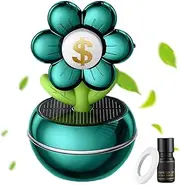 Car Fragrance Diffuser - Solar Powered Auto Perfume Diffuser,Flower Design Wealth Sign, 360 Degree Rotation, Interior Dashboard Decoration For Women Men