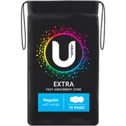 U by Kotex Extra Pads Regular with Wings 16 Pack