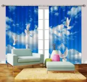 3D Sky Pigeons 8 Blockout Photo Curtain Print Curtains Drapes Fabric Window AU