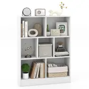 Costway 7-Cube Bookshelf 3-Tier Freestanding Bookcase Storage Cabinet Organizer White