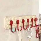6 Hooks Sundries Storage Hook Wall Mount Hanging Coat Rack Shower Room