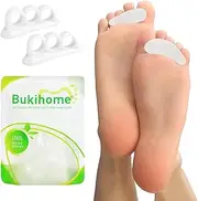 Bukihome Hammertoe Corrector Gel Toe Straighteners - 12 pcs Support Crest for Women & Men - Realign Bent, Crooked, Curled, Claw, Hammer Toes - White,Three Loop