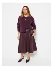[Commonry] Saskia Leather Skirt in Plum