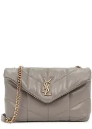 Saint Laurent Puffer Mini Leather Shoulder bag - Grey One Size