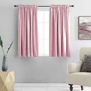 [DONREN] Pink Curtains for Kids Room - Home Decoration Privacy Protection Blackout Thermal Insulated Window Drape with Rod Pocket (Set of 2 Panels,42 x 45 Inch)