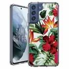 For Samsung Galaxy S20 S21 S23 S24 FE 5g TPU Case+Glass(Hibiscus Pattern)