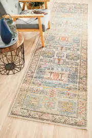 Abode Rug Culture Sky Blue Multi Vintage Look Aztec Runner Rug