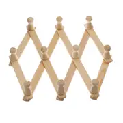 2Pcs Wooden Hanger Rack Clothes Coat Wall Mounted Hanging Hat Towel Hook Retractable