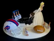 Buffalo Bills Cake Topper Bride Grooms Wedding Day 6 Pack Beer Football Theme