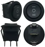 4 Pack Black Non-Illuminated Momentary/OFF/Latch DOWN Round Rocker Switches 12V