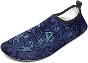 [BTCOWZRV] Water Shoes for Women Men Blue Black Goth Spooky Water Sports Shoes Slip-on Breathable Lightweight Athletic Aqua Sock